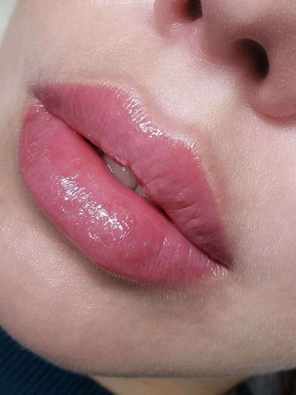 close up of lip blush treatment